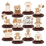 Bubaxuce 12 Piezas Decoración De Mesa para Baby Shower De Ositos con Panales De Miel Neutra Crema Adornos para Fiesta De Cumpleaños Y Decoración De Mesa Topper