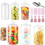Ksnowqi 6pcs 800ml Tarros de Plastico para Chuches, Candy Bar Tarros, Botes De Chuches con Tapas, Tarr0s de Plástico Vacíos para Bufé de Caramelos