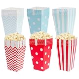30 Pcs Cajas Palomitas Carton, Cajas de Palomitas de Maíz, Cajas de Papel Kraft Bolsa de Palomitass, para Fiesta, Cumpleaños, Boda, Noches de Cine, Caramelo, Dulces(Azul, Rojo)