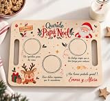 MONAMÍ - Bandeja para Papá Noel y Reyes Magos Impresa a Color, Personalizada con dedicatoria. Madera de Abedul 5mm de Grosor. 36x25cm. Adornos de Navidad Personalizados para el hogar