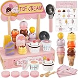 HERSITY Heladeria Juguete Madera Carrito de Helados, Accesorios de Cocina