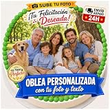 FOTO COMESTIBLE - OBLEA o Papel de AZÚCAR, Personalizada para Tarta con Foto, Nombre y Edad - Imagen Comestible Cumpleaños - Calidad Fotográfica Profesional - Varios Tamaños - Redonda