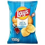 Lay's Vinagreta, Patatas Fritas de cultivos sostenibles con sabor sal y vinagre, Producto de Aperitivo, bolsa individual, 150g