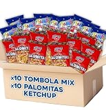 Pack Gusanitos Palomitas Ketchup + Tómbola Mix - 10 Bolsas de Palomitas de Maíz Sabor Ketchup + 10 Bolsas Mix Aperitivo de Maíz
