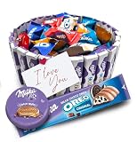 IAMI Tarta de Chocolatinas y Bombones con Más de 60 Piezas para Regalar | 31 barritas de chocolate | Rellenos de galleta y caramelo con avellanas | Envueltas una a una | Sin montaje previo