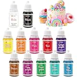 Colorantes Alimentarios Repostería,12x10ML Colorantes Alimentario Líquido de Alta Concentración Vibrante de Grado Colorantes Alimenticio para Hornear Tartas Huevos de Pascua Galletas Fondant(Para 14+)