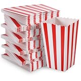 100 Piezas Cajas Palomitas Pequeñas, 11,5*7*5cm Bolsas Palomitas de Maiz Contenedor de Chuches Cajas Palomitas Carton para Cine Navidad Cumpleaños Boda Candy Bar Fiesta (Rayas Rojas y Blancas)