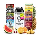 Z Drinks Energy Bebida Energética en Polvo Sin Azúcar - Pack Degustación 10 Sabores + Shaker de Regalo - Con Cafeína, Vitaminas y Minerales, Baja en Calorías - Energía Sin Crash para Gamers y Deporte