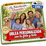 FOTO COMESTIBLE - OBLEA o Papel de AZÚCAR, Personalizada para Tarta con Foto, Nombre y Edad - Imagen Comestible Cumpleaños - Calidad Fotográfica Profesional - Varios Tamaños - Rectangular