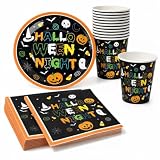 Grande 60 Piezas de Vajilla de Halloween para 20 Invitados, Servilletas, Platos y Vasos, Decoraciones y Geschirrset para Fiestas Temáticas de Halloween, para Reuniones Familiares y Fiestas