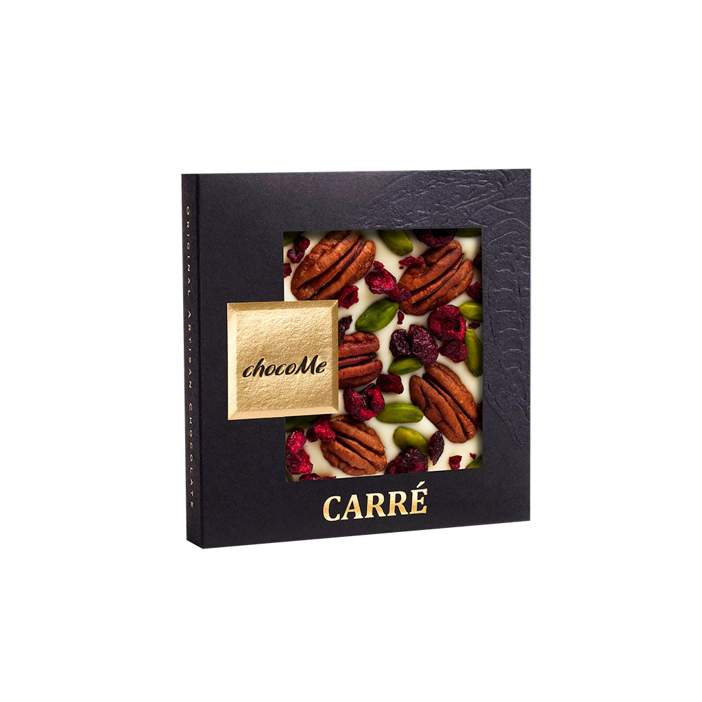 chocoMe - Chocolate branco com nozes, cereja e pistache 2x50g