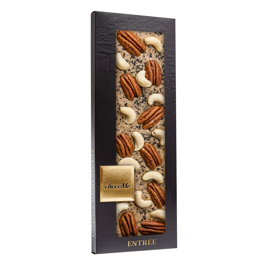 chocoMe Entrée - 32% Blonde Chocolate with Pecans and Cashews 2x110g