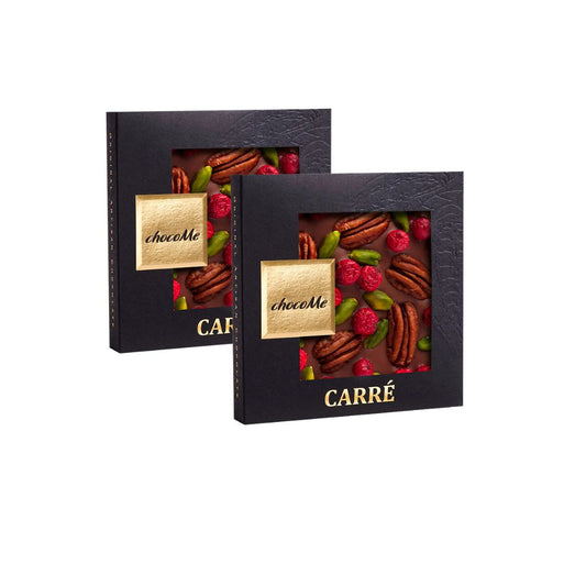 ChocoMe Milk chocolate 43% with red currant, pistachio and pecan 2x50g